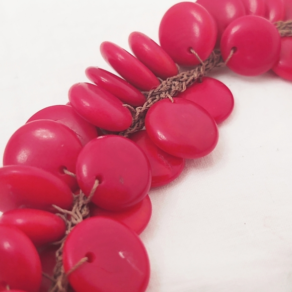 Vintage Red Coral Disk Adjustable Necklace - Picture 5 of 8